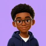 A boy with glasses in a navy hoodie