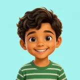 A boy in a green striped T-shirt