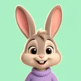 A bunny in a lilac jumper